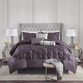 Grey Pintuck Duvet Cover