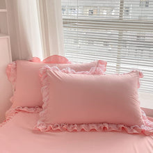 Load image into Gallery viewer, Pink Ruffle Lace Duvet Cover
