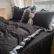 Load image into Gallery viewer, Black Ruffle Lace Duvet Cover
