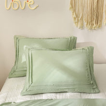 Load image into Gallery viewer, Light Green Ruched Duvet Cover
