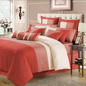 Red & Pink Pleated Duvet Cover