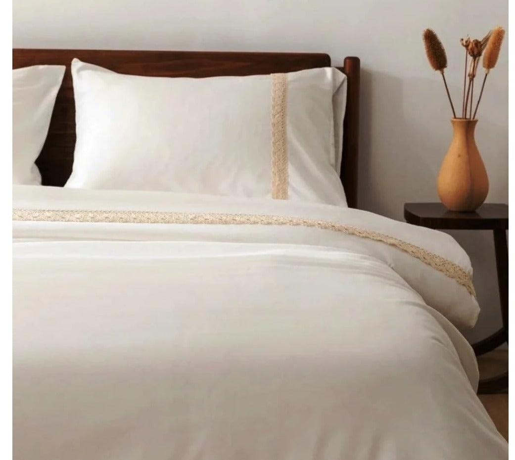 White Mesh Lace Duvet Cover