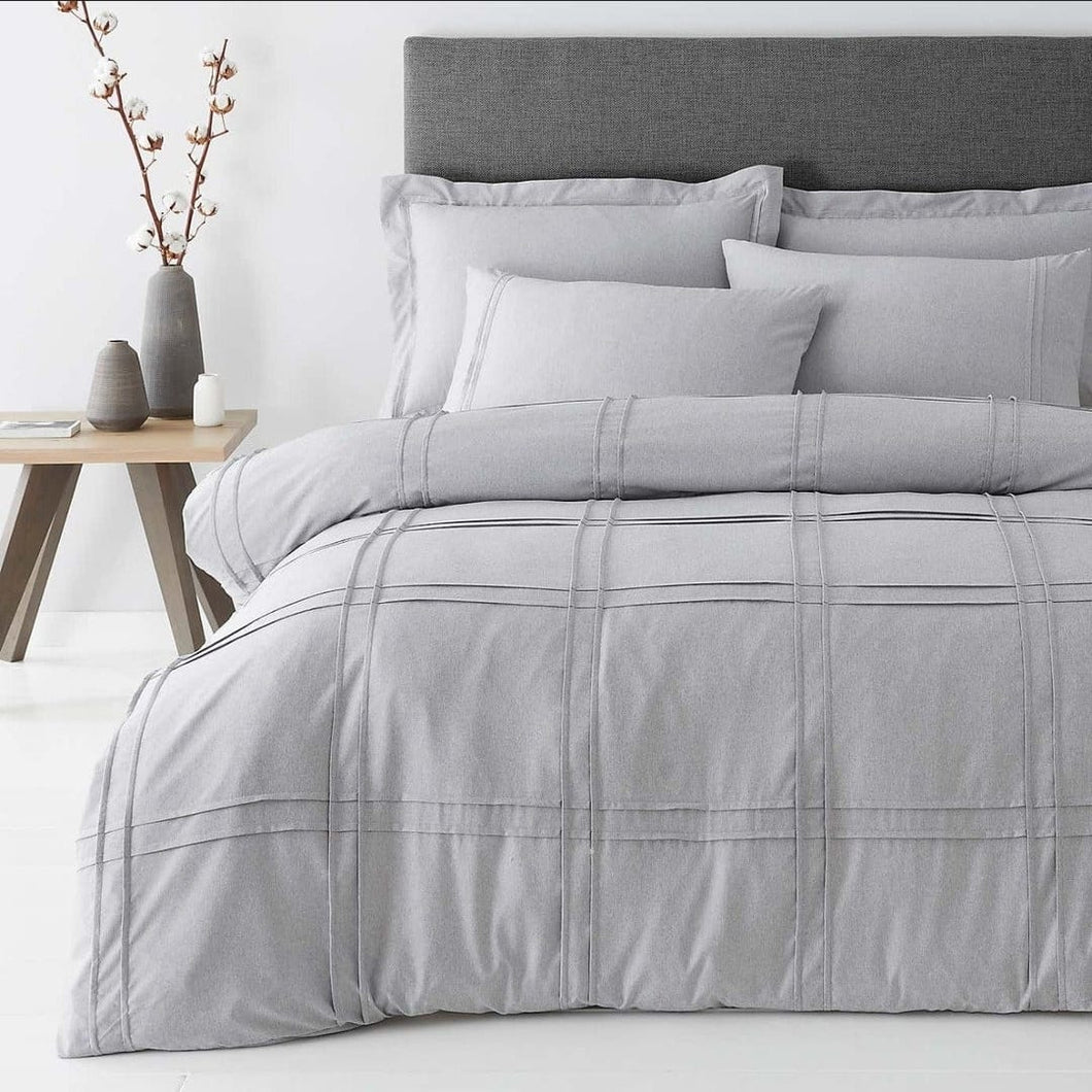 Grey Box Pleated Duvet Cover