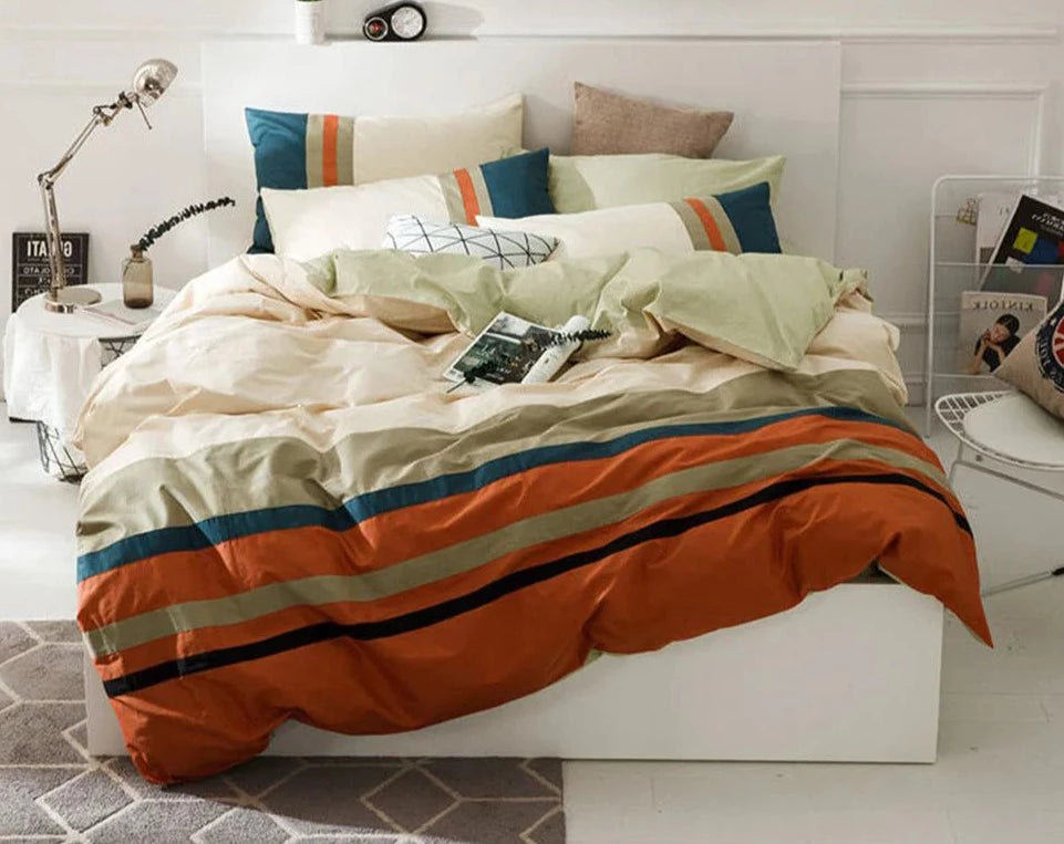 Striped Orange Duvet Cover