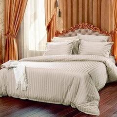 Beige Satin Stripe Duvet Cover