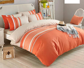 Striped Peach Duvet Cover