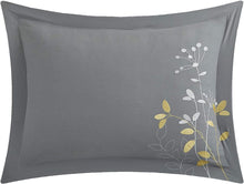 Load image into Gallery viewer, Grey Floral Embroidery Duvet Cover Set
