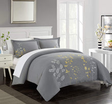 Load image into Gallery viewer, Grey Floral Embroidery Duvet Cover Set
