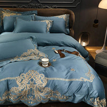 Load image into Gallery viewer, Elegant Embroidered Duvet Set-Greyish Blue
