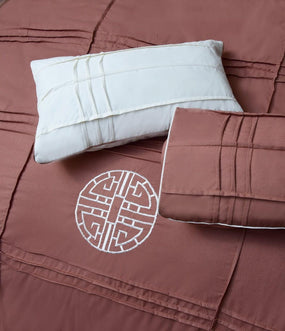 Terracotta Embroidered & Corded Duvet Cover Set