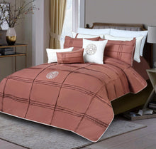 Load image into Gallery viewer, Terracotta Embroidered &amp; Corded Duvet Cover Set
