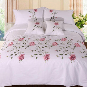 Ruzzana Flower Duvet Set 6 Pc's- White