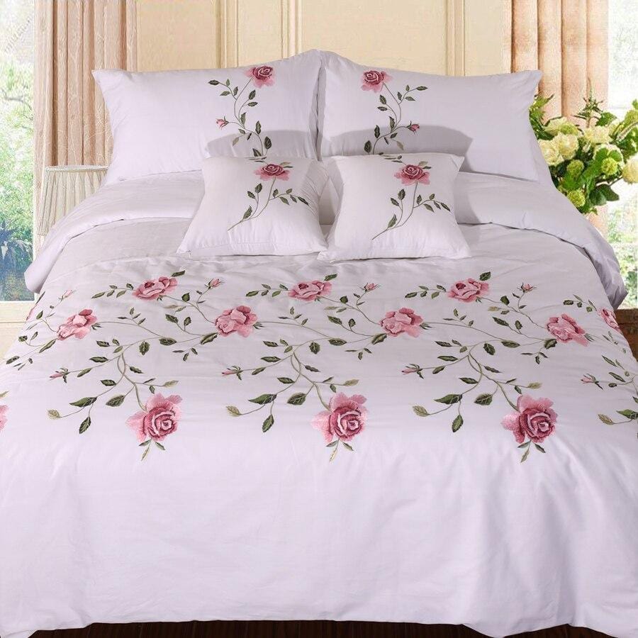 Ruzzana Flower Duvet Set 6 Pc's- White