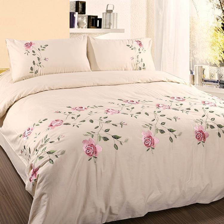 Ruzzana Flower Duvet Set 6 Pc's- Beige