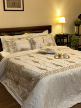 Load image into Gallery viewer, Nikkah Noor — White &amp; Gold Chicken Kari Bridal Set (8-Piece)
