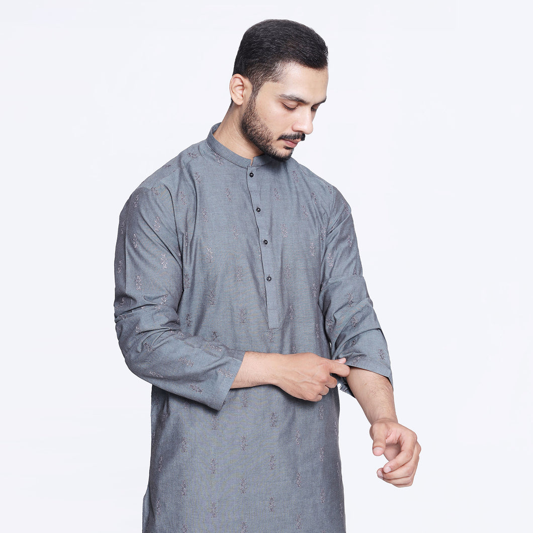 Light Olive Embroidered Kurta