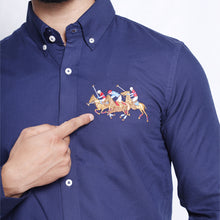 Load image into Gallery viewer, Blue 3 Horses Men&#39;s Shirt
