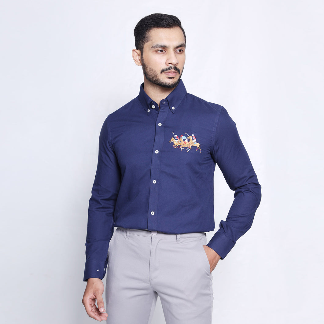 Blue 3 Horses Men's Shirt