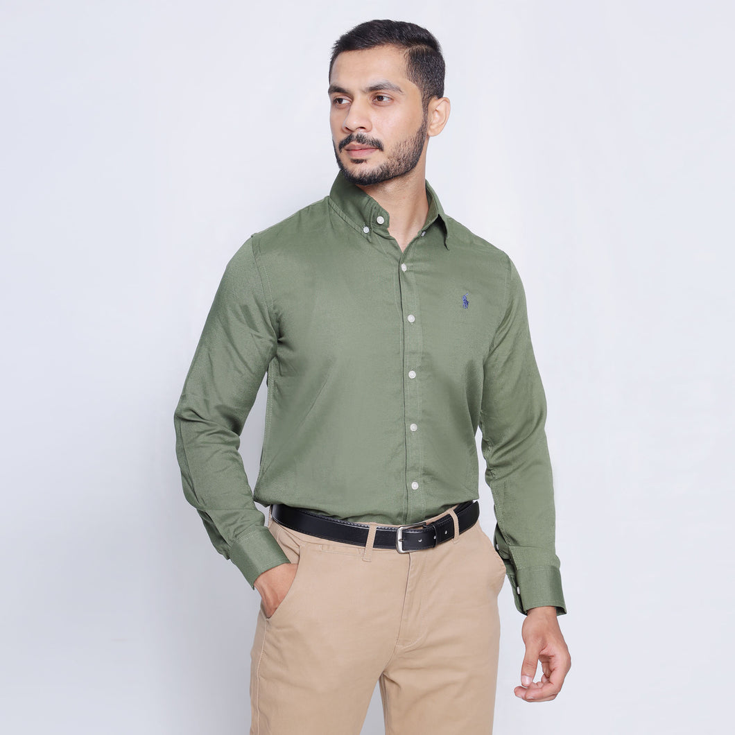 Green Blue small Horse Men's Casual Shirt