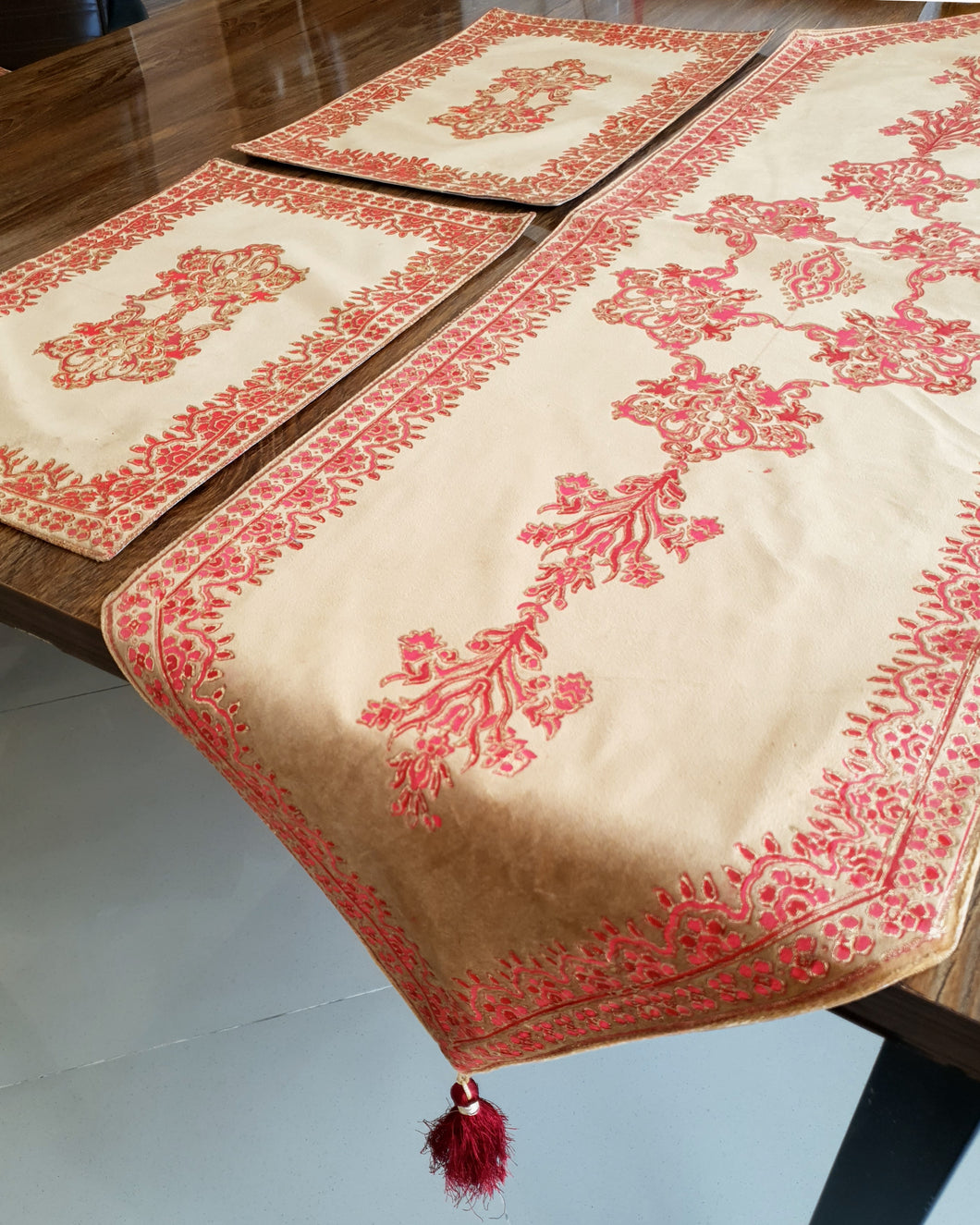 Beige Velvet Table Runner