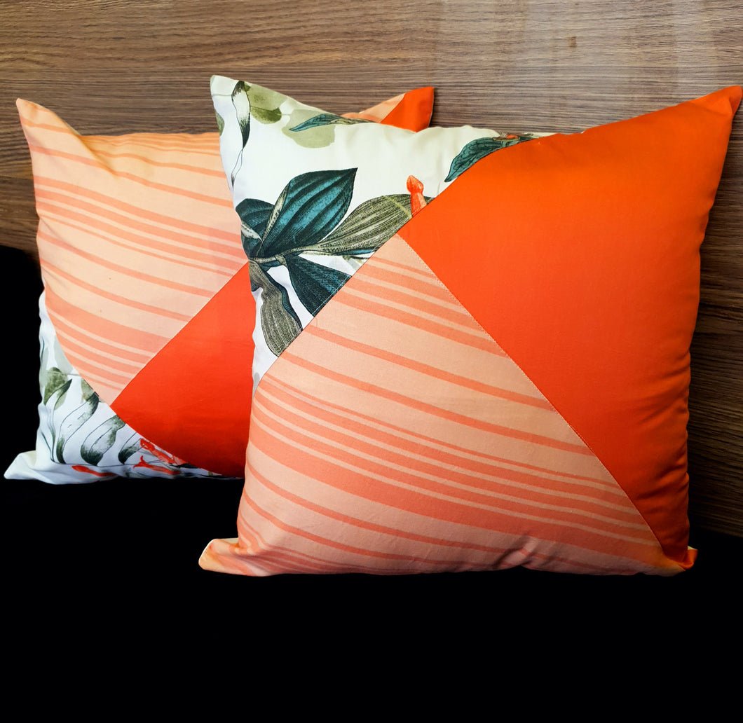 Peach Printed Cushion Cover