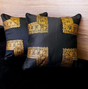 Black Block Print Cushion Cover