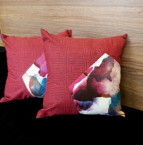 Magenta Printed Cushion Cover