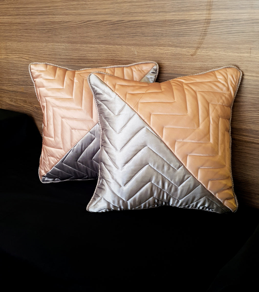 Teapink & Silver Quilted Cushion Cover