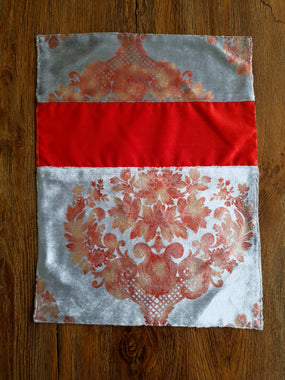 Red & Silver velvet table mat