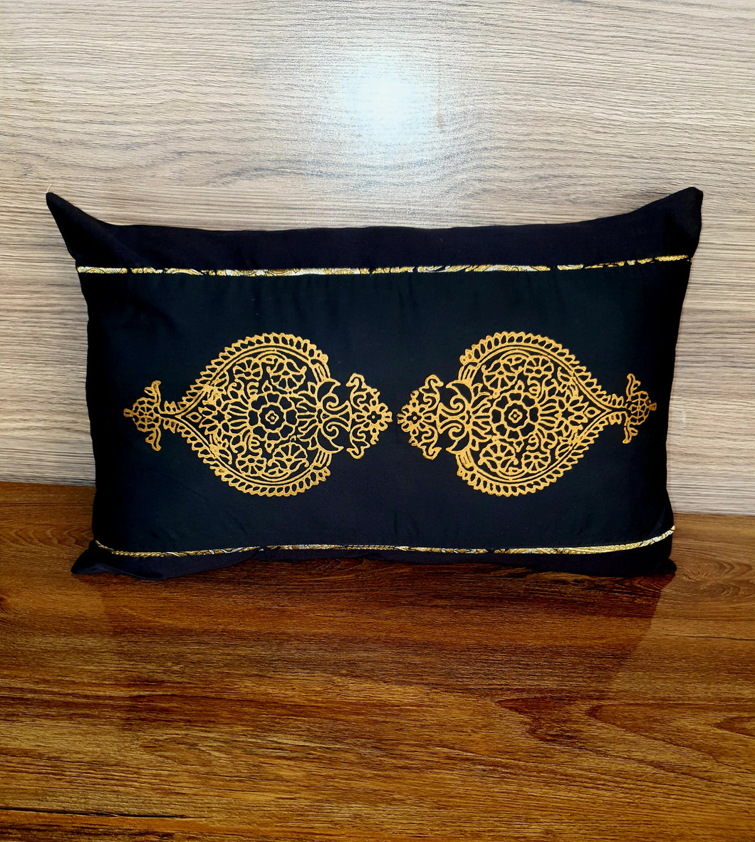 Black & gold sham cushion Cover