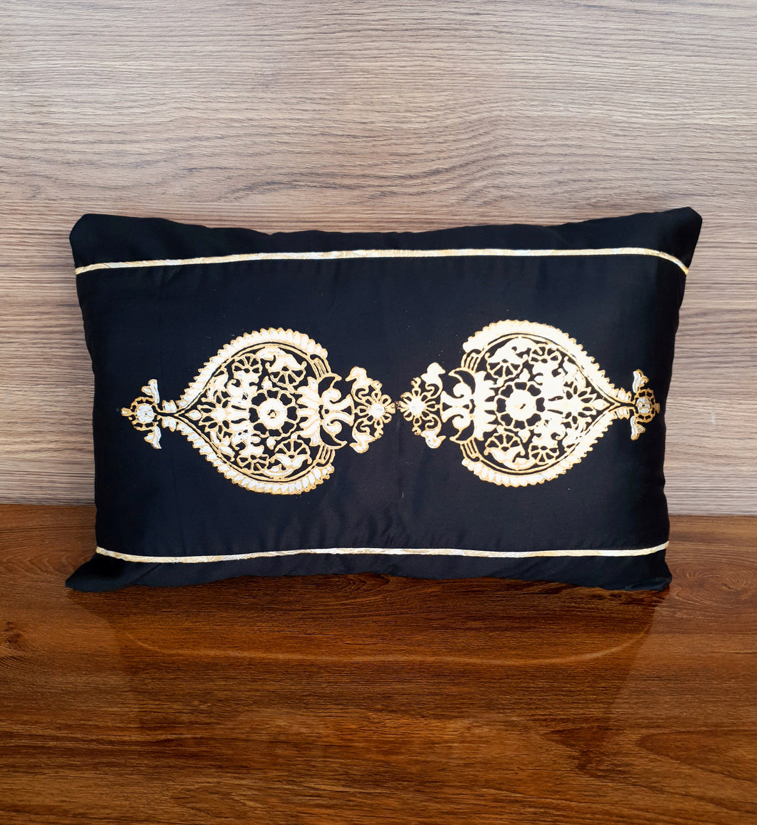 Black & gold silver sham cushion Cover