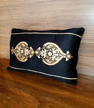 Load image into Gallery viewer, Black &amp; gold silver sham cushion Cover
