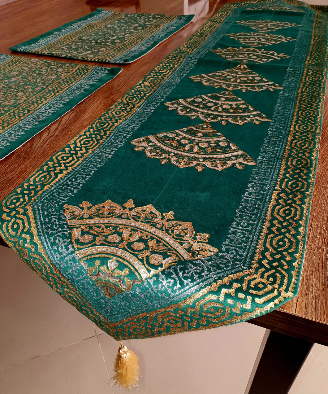 Green Velvet Table Runner