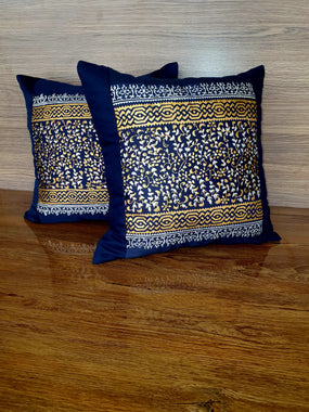 Blue Gold Cushions Cover