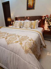 Load image into Gallery viewer, White and Gold Bridal Bedsheet set
