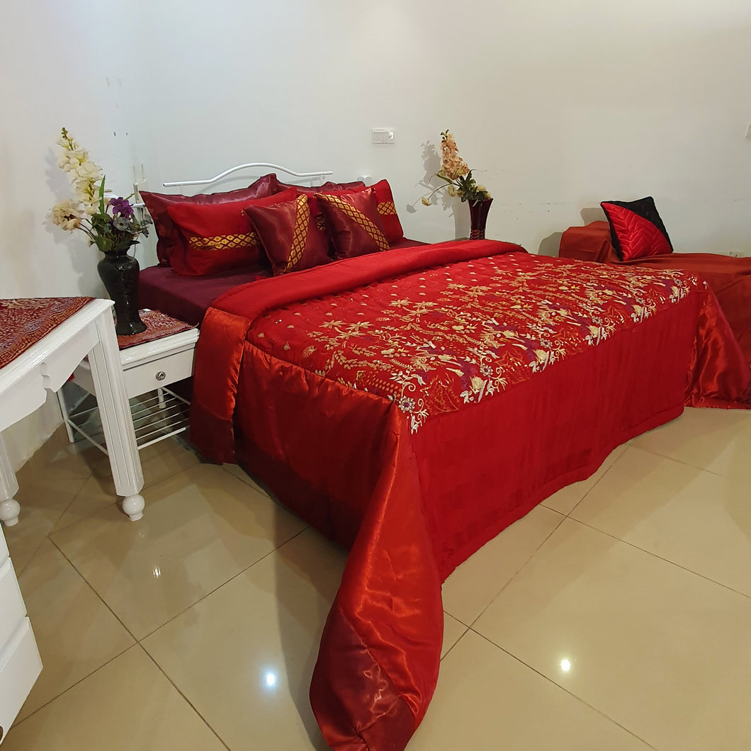 Red Palm Bridal Bedsheet