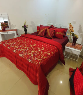 Red Palm Bridal Bedsheet