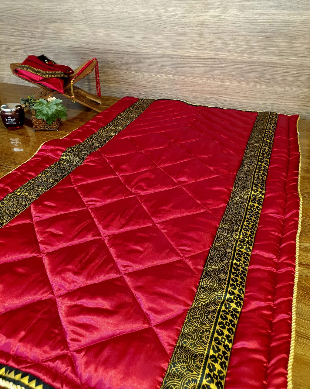 Maroon Silk Prayer Mat